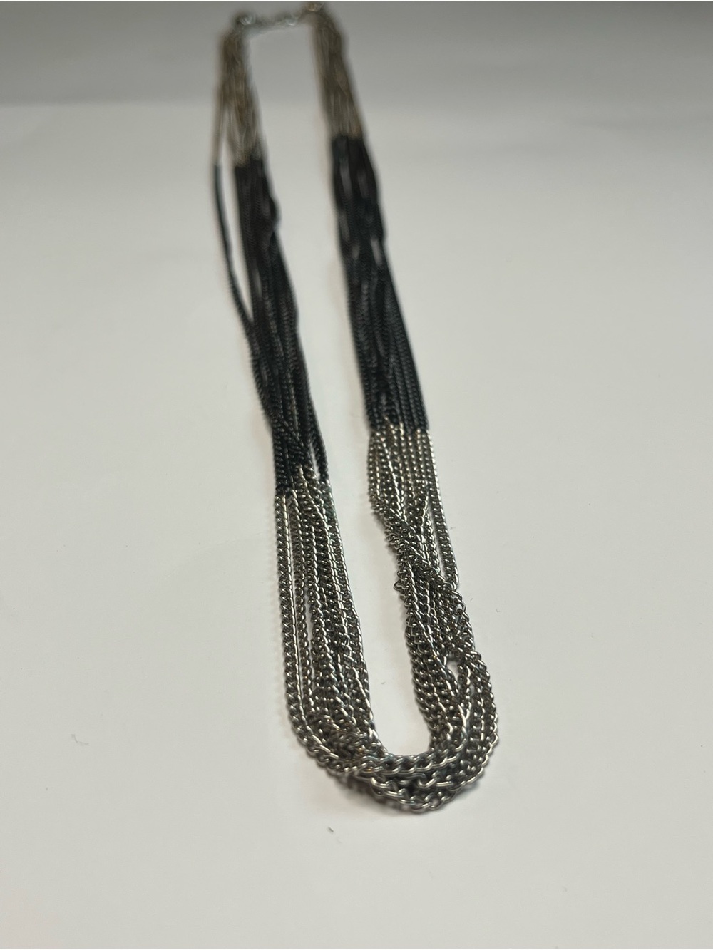 Multi-Strand Black and Silver Layered Necklace
